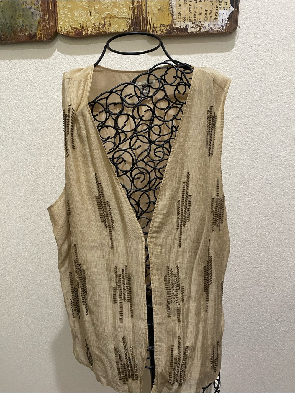 Coldwater Creek Beige Patterned Sleeveless Vest